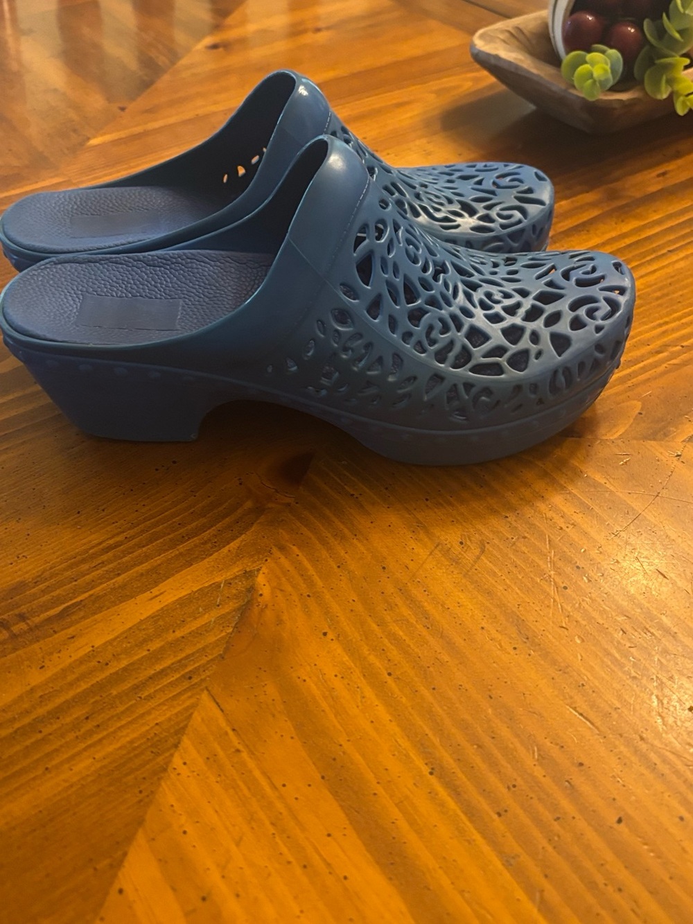 Women's Dansko Blue Rubber Laser Filagree Clog - Picture 3 of 7